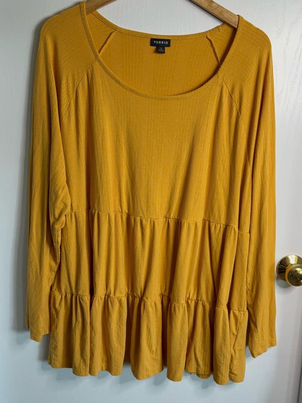 torrid 3X Mustard Yellow Knit Tunic Scoop Neck Raglan Babydoll Boho Cottagecore